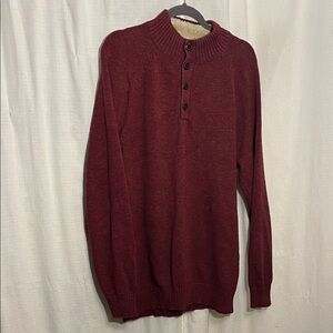 Bass Men's Burgundy Cotton Crewneck Sweater